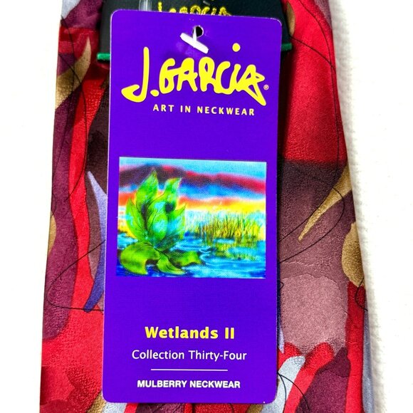 Vtg. J. Garcia Extra Long Silk Tie Wetlands II Collection - 61.5" x 4" - NWT - Picture 7 of 9